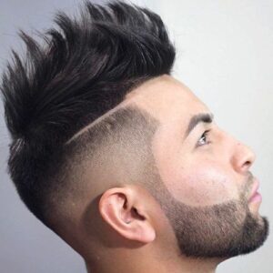 Mohawk Fade Haircut With Beard.