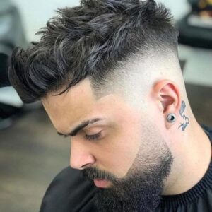 Textured Haircut With Beard Fade