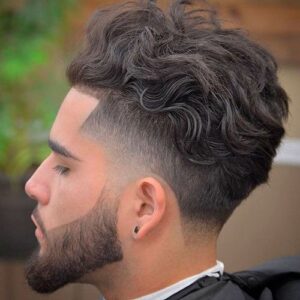 Wavy Taper Fade Haircut With Beard