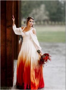 Cold-Shoulder Silk Ombre Wedding Dresses