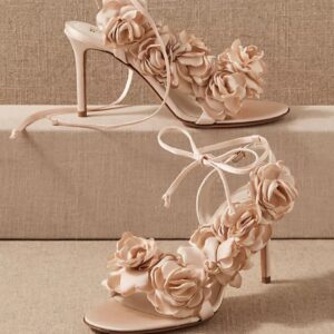 Floral Nude Wedding Shoes
