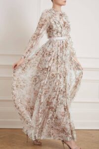Floral Printed Long Sleeve Wedding Dresses