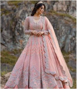 Pink Gown With A Dupatta