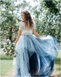 Silk Indigo Ombre Wedding Dresses