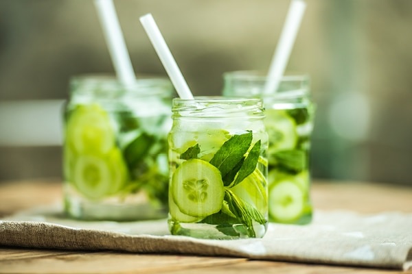 Cucumber and mint detox water