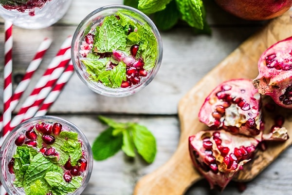 Pomegranate and mint detox water